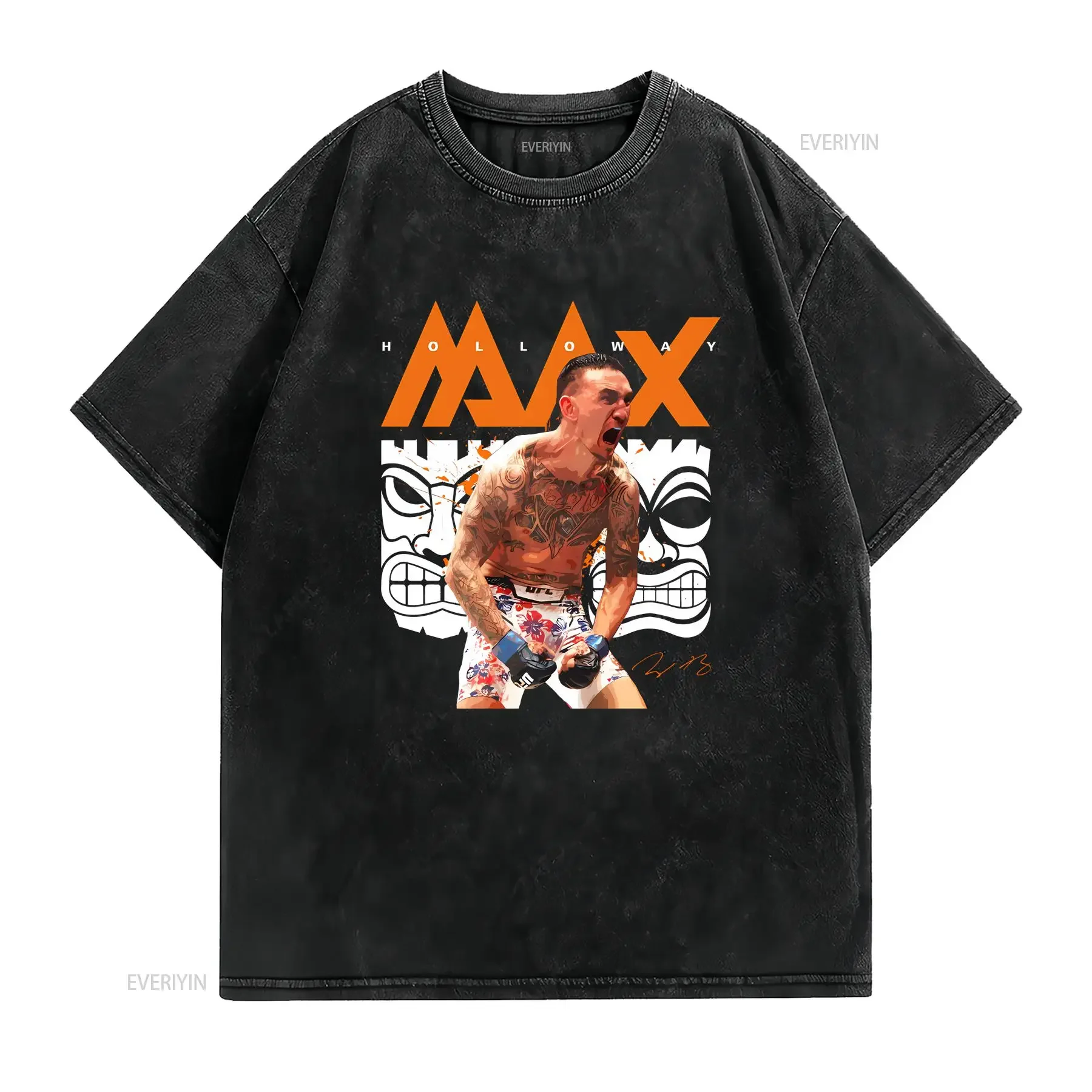 Max Holloway Mixed Martial Arts T Shirt Black All Size vintage Washed Unisex Soft Casual Breathable Stylish designer clothes