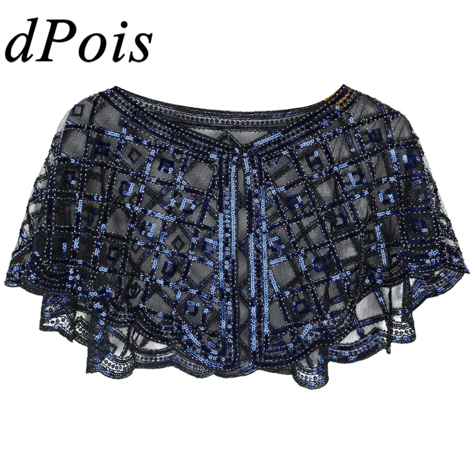 

Женское элегантное болеро 1920-х годов, шаль с блестками, бусины, шали с волнистой отделкой, плечи для коктейлей, Cheongsam, вечерние накидки