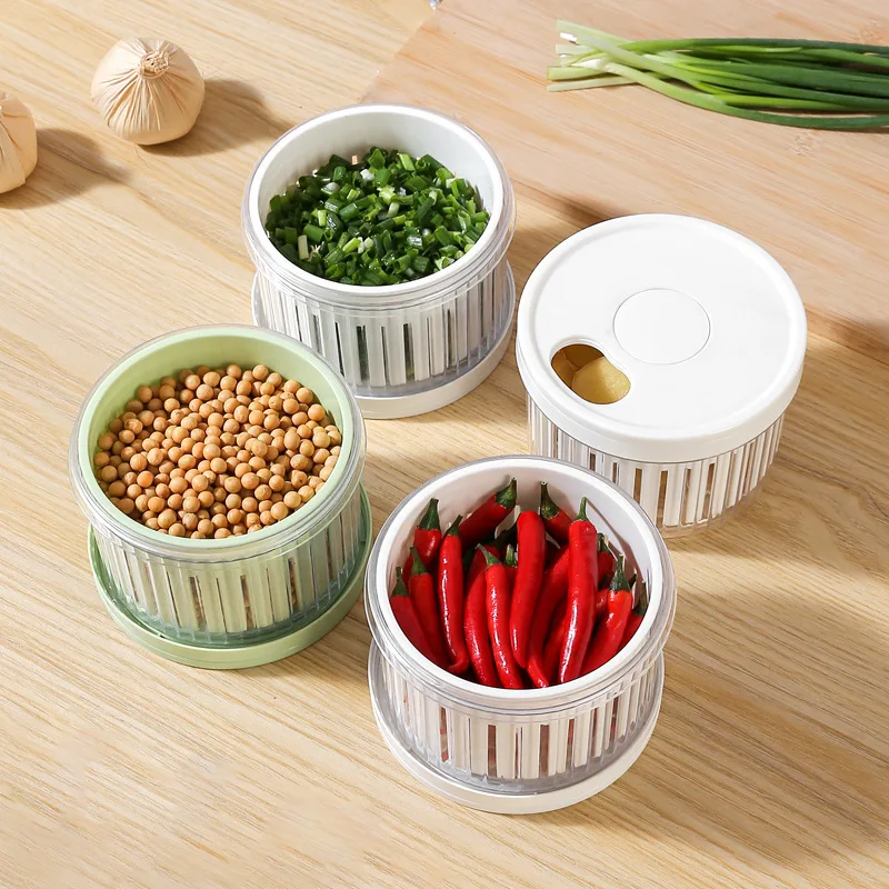 

Storage Scallion Fresh-keeping Box, Kitchen Garlic Ginger Slices, Refrigerator Sealed Box, Drain Fruit Onion Ginger Garlic Box