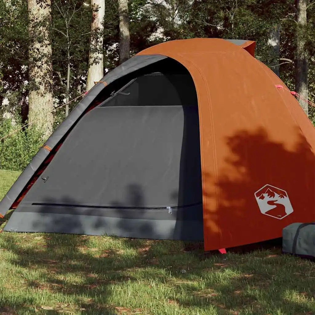 Wasserdichtes grau-oranges 4-Personen-Kuppelzelt, Lichtundurchlässiges, wasserdichtes, winddichtes Campingzelt für Festivals, Wandern, Backpacking, Camping, Angeln