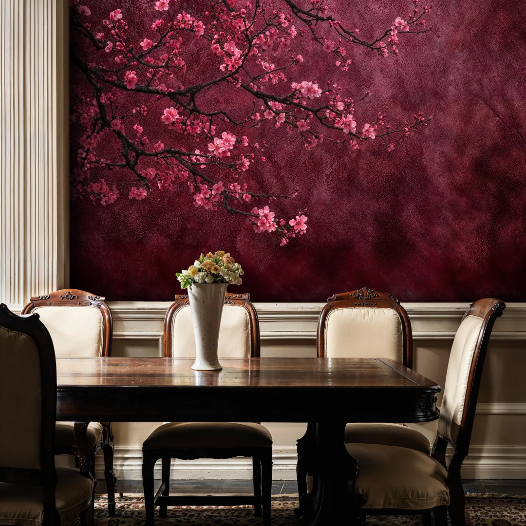 Custom size mural European plum blossom wallpaper burgundy wall background floral 3d wallpaper home decoration wall painting