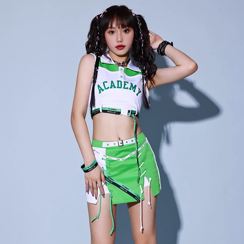الكبار التشجيع ملابس الرقص النساء الجاز زي الأخضر Kpop الزي Dj Gogo أداء الرقص الملابس القطب ملابس الرقص BL15374