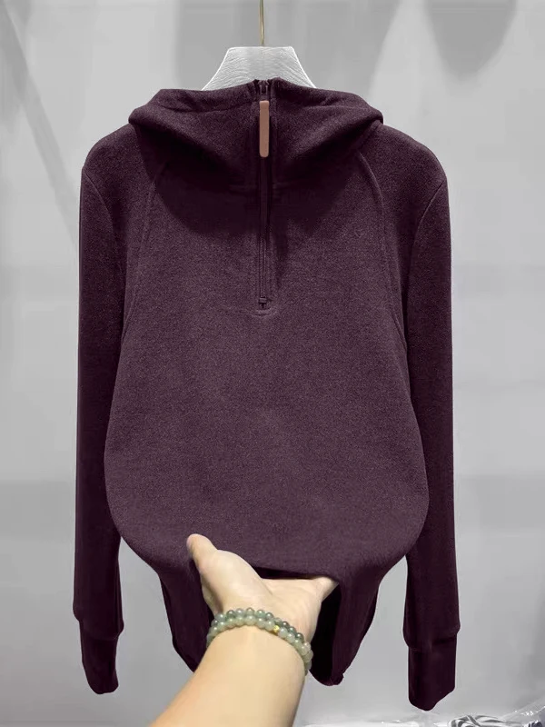 Warm Long Sve Hoodie Women's Autumn Winter Large Size Casual Loose Faionable Zipper f Zip up Velvet Sweatirt Base Top