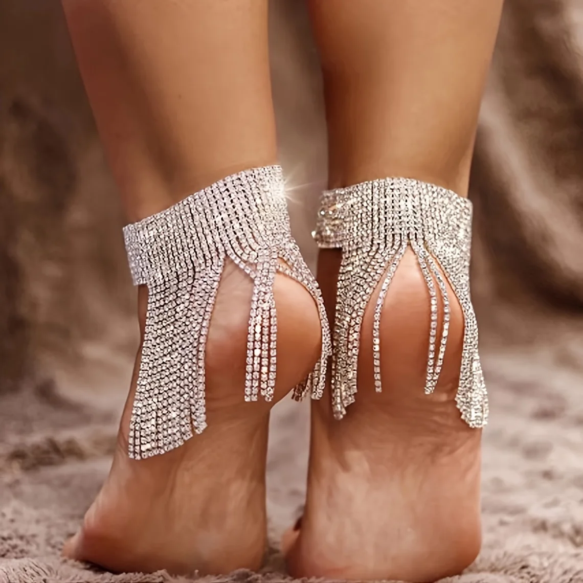 1 piece Fashion new style Rhinestone chain national style shiny tassel charm chain foot accessories high heel shoes accessories