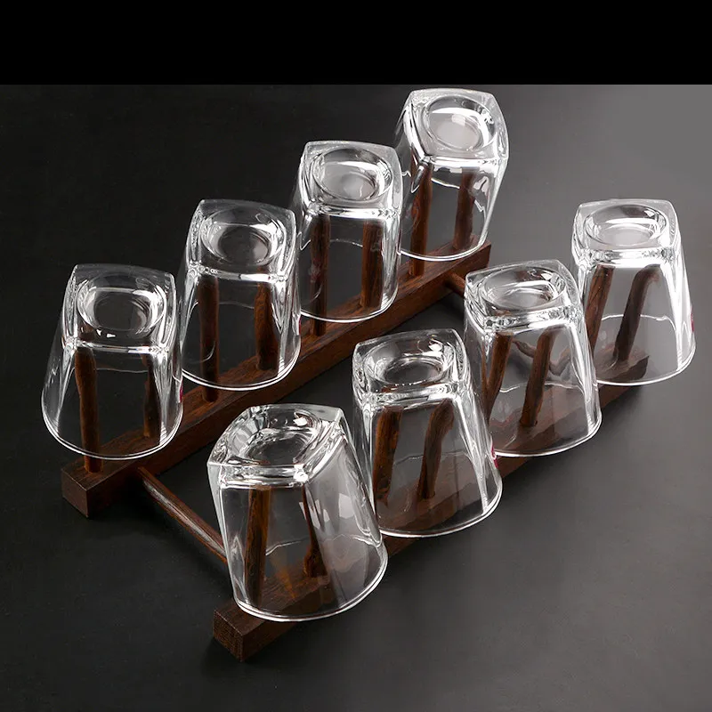 Wing Wood Cup Holder Rack, Kung Fu Tea Cup Stand, Tea Set Storage Shelf, Countertop Drip Tray, Inverted Drying Rack.