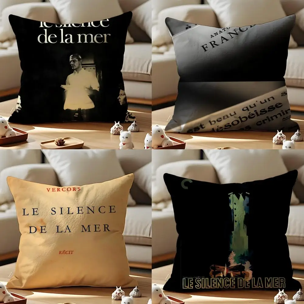 Le Silence De La Mer Cushion Cover Anti-dustmite Pillowcase Invisible Zipper Silky Short Plush Sofa Cushion Cover