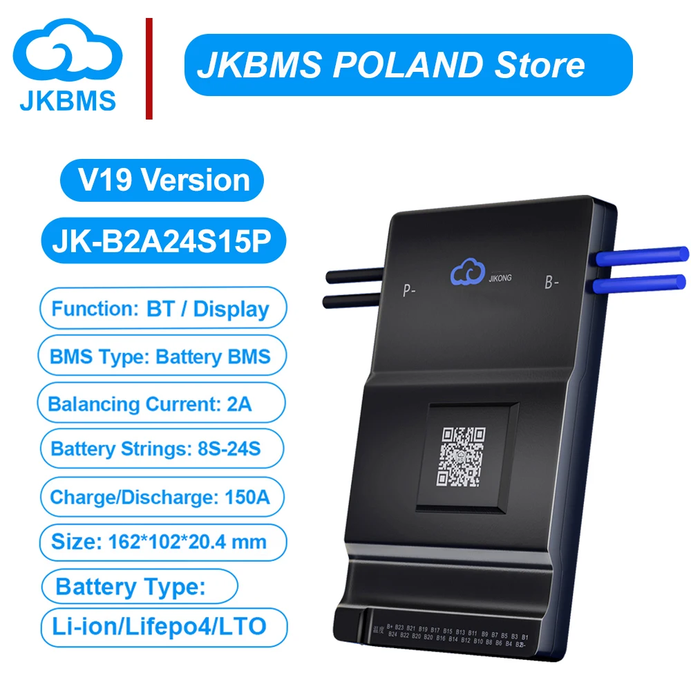Image of JKBMS 100A 200A B2A24S15P V19 Smart BMS 12V 24V 48V Aktiver Balancer für LiFePo4 Li-Ionen LTO Batterie JIKONG Bluetooth BT HC RS485