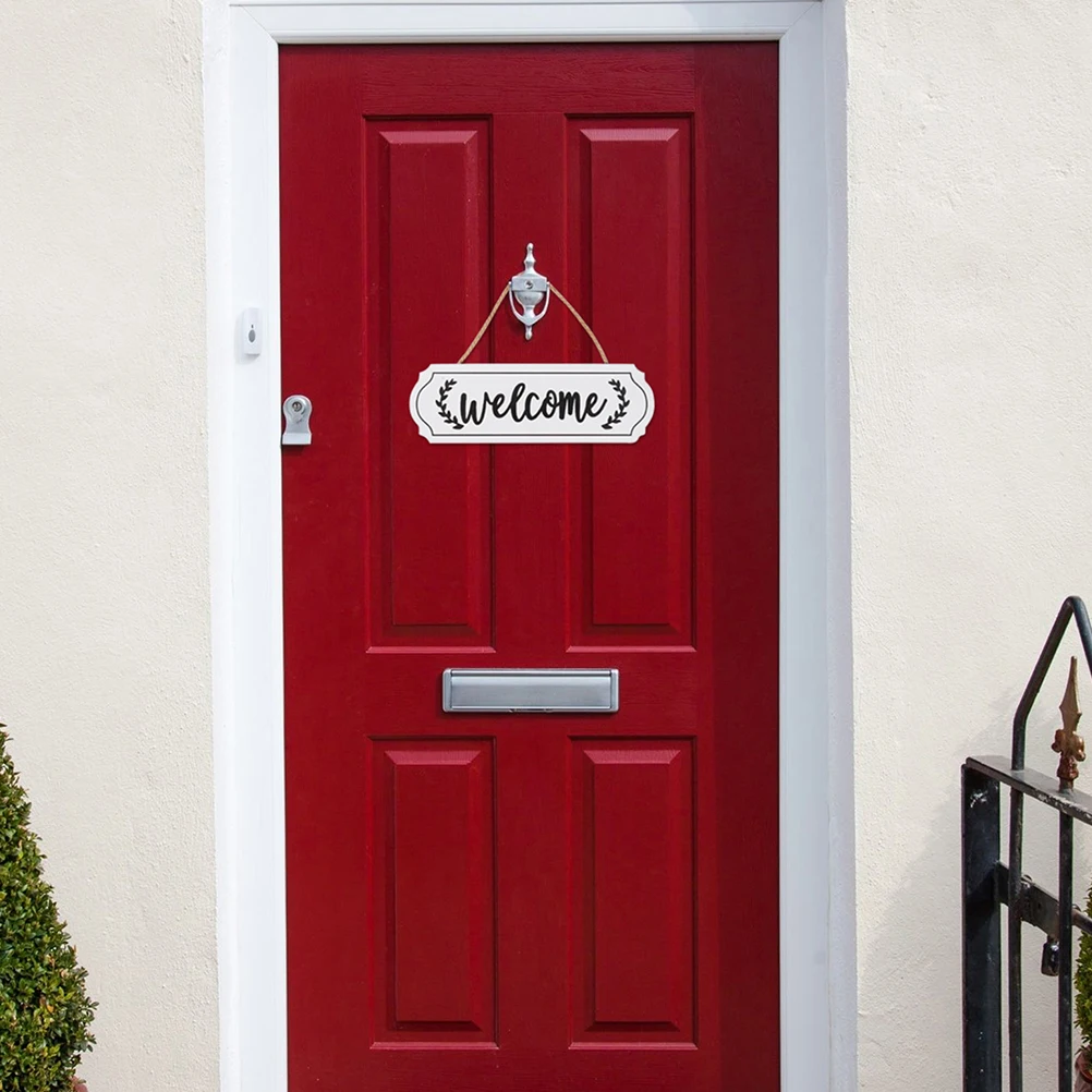 

2pcs Decorative Doorplate Welcome Sign Wood Hanging Signs Decor Front Wall Office Safe Material Craft Perfect