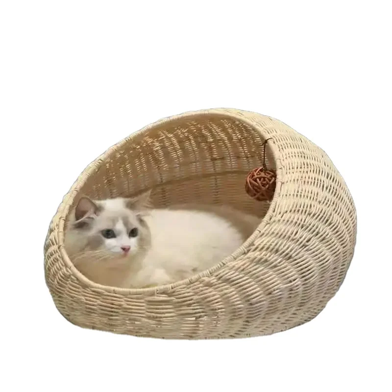 

Removable Pet Mat Animal Nest Hanging Bed Storage Basket Suppliers Natural Rattan Original Color Handwoven Cat Pet Nest