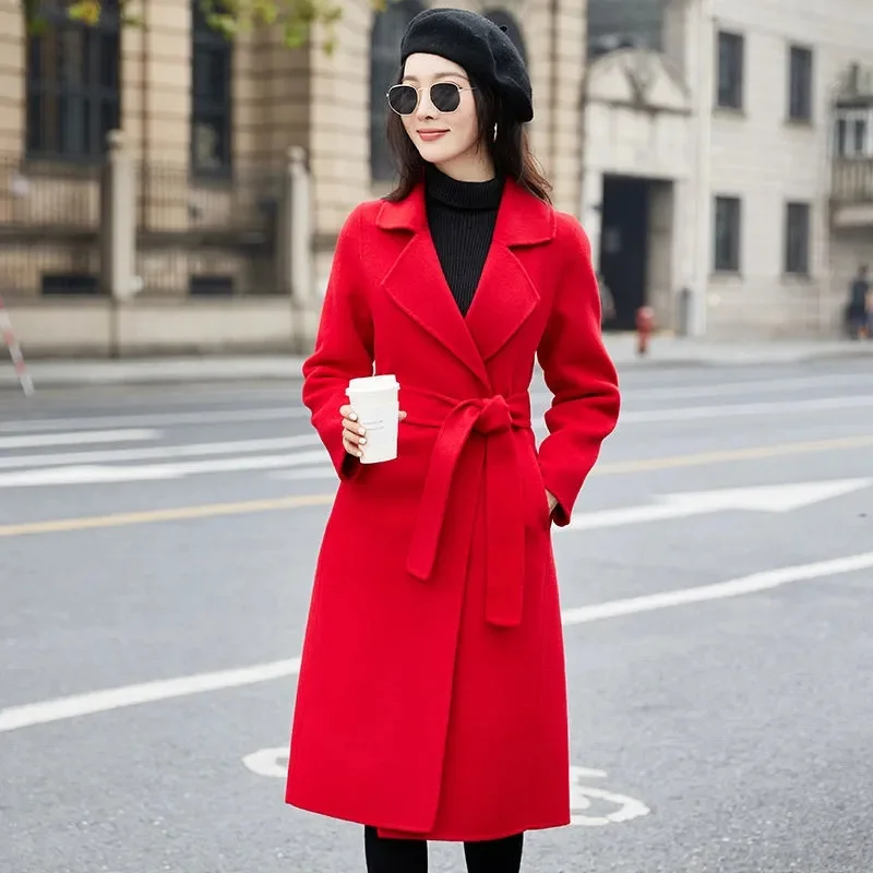 2025 New Woman Woolen Coats Female Classic Retro Loose Long Woolen Coats Female Fashion Streetwear Blends Overcoats