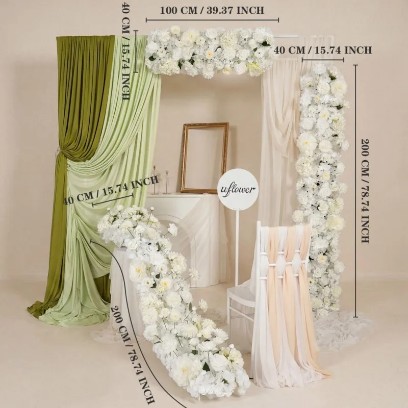 

2M/1M White Dark Fragrance Hydrangea Artificial Flower Arrangement Luxury Flower Row Table Centerpiece Wedding Party Decor Props