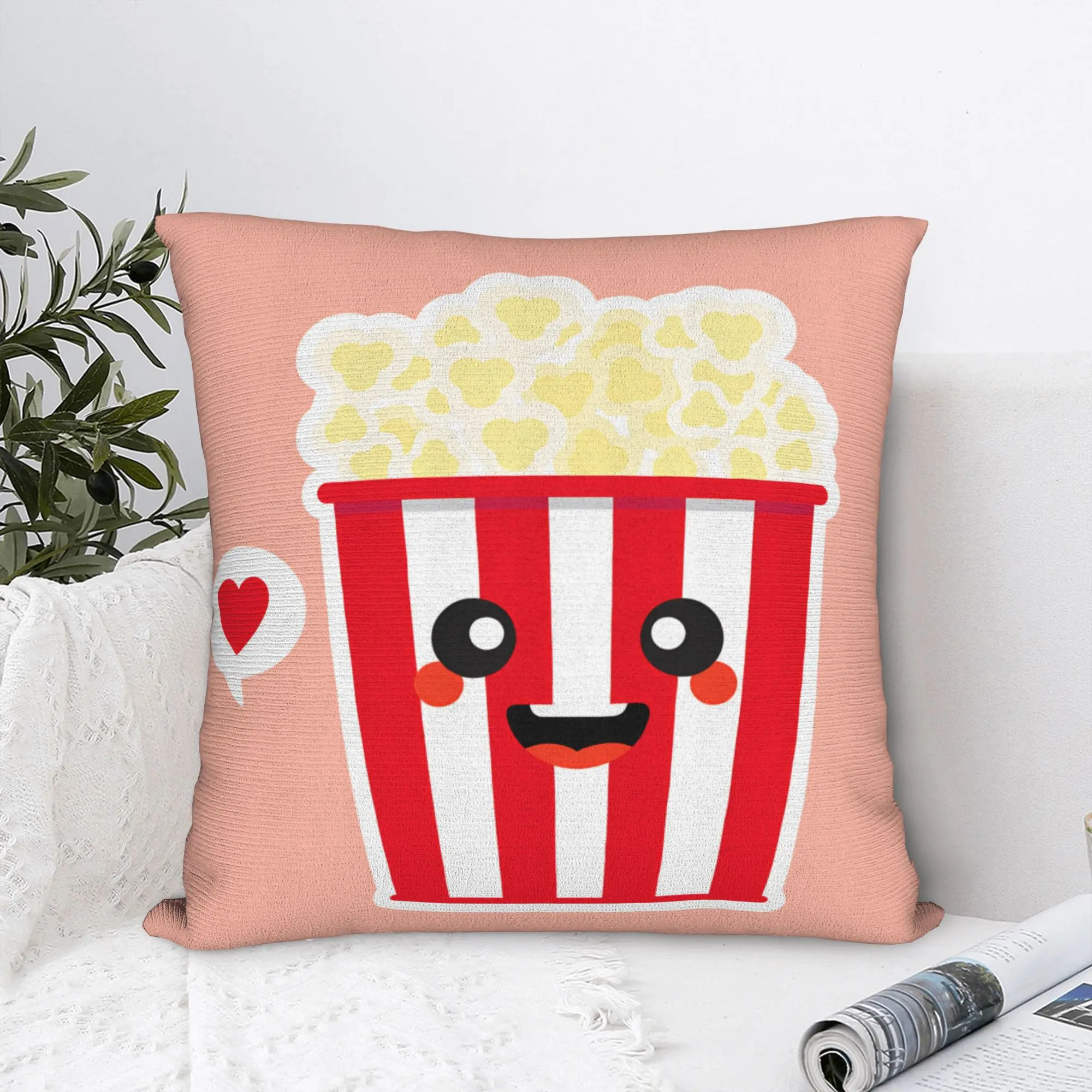 Popcorn Pillow Case  Cute Funny Pillow Cover Custom Pillowcases For Living Room Sofa