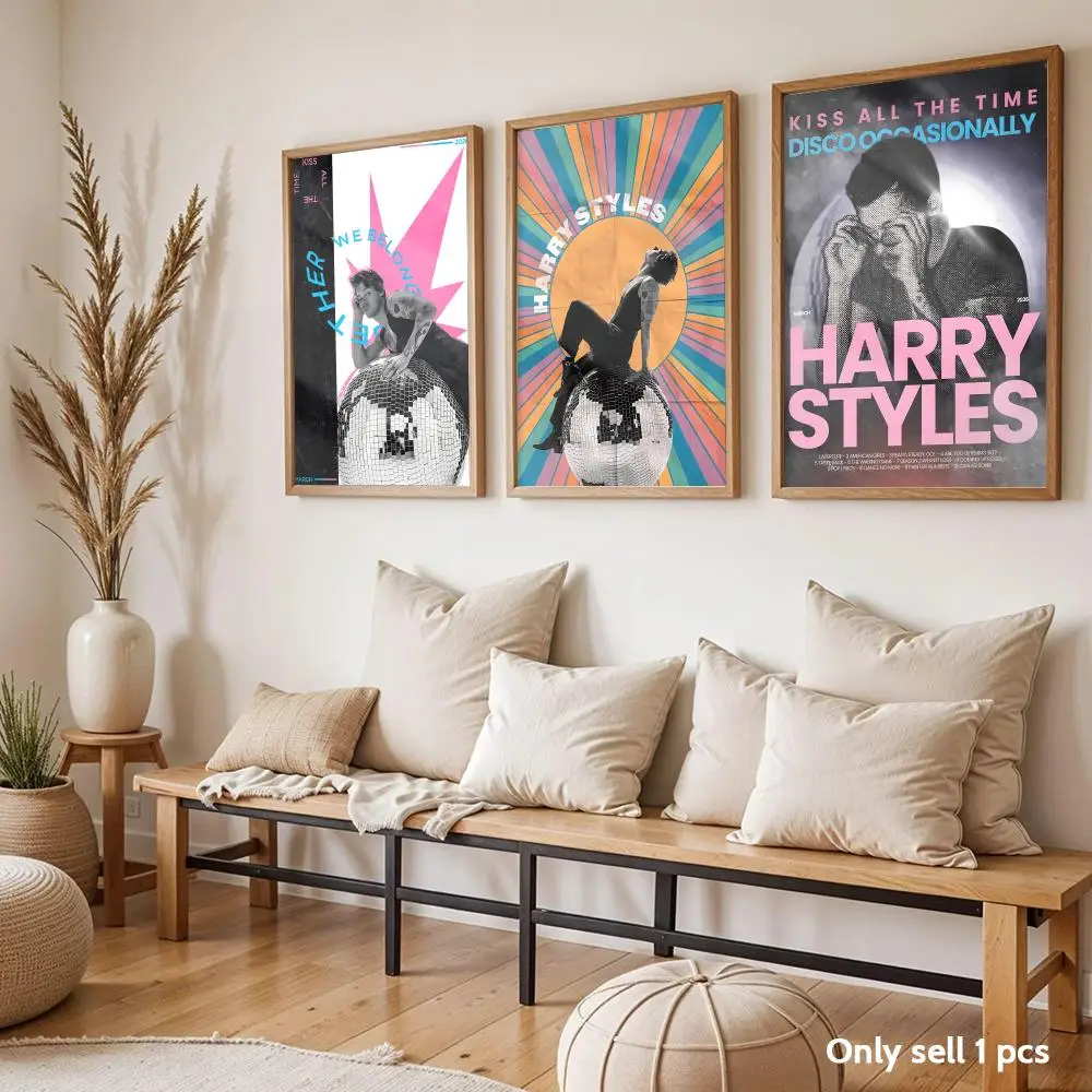 H-Harry Styles Singer Music Poster Stickers Self-Adhesive For Bedroom Living Room Home Decor Modern Wall Decoration