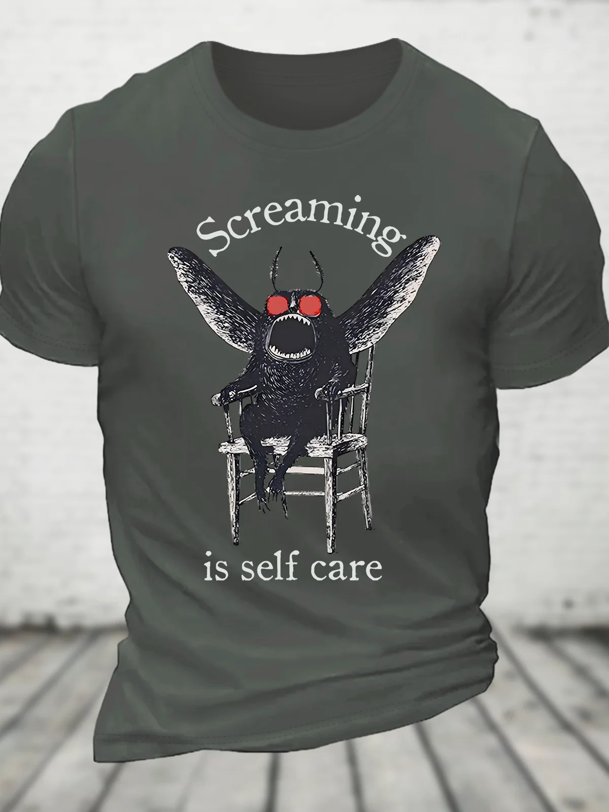 Mothman Screaming Is Self Care Cotton T-shirt