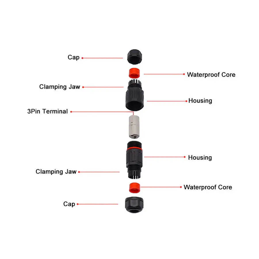 Electrical Waterproof Terminal Cable Connector IP68 Three-way Electrical 2/3/4pin Wire Outdoor Underwater Screw Home Improvement