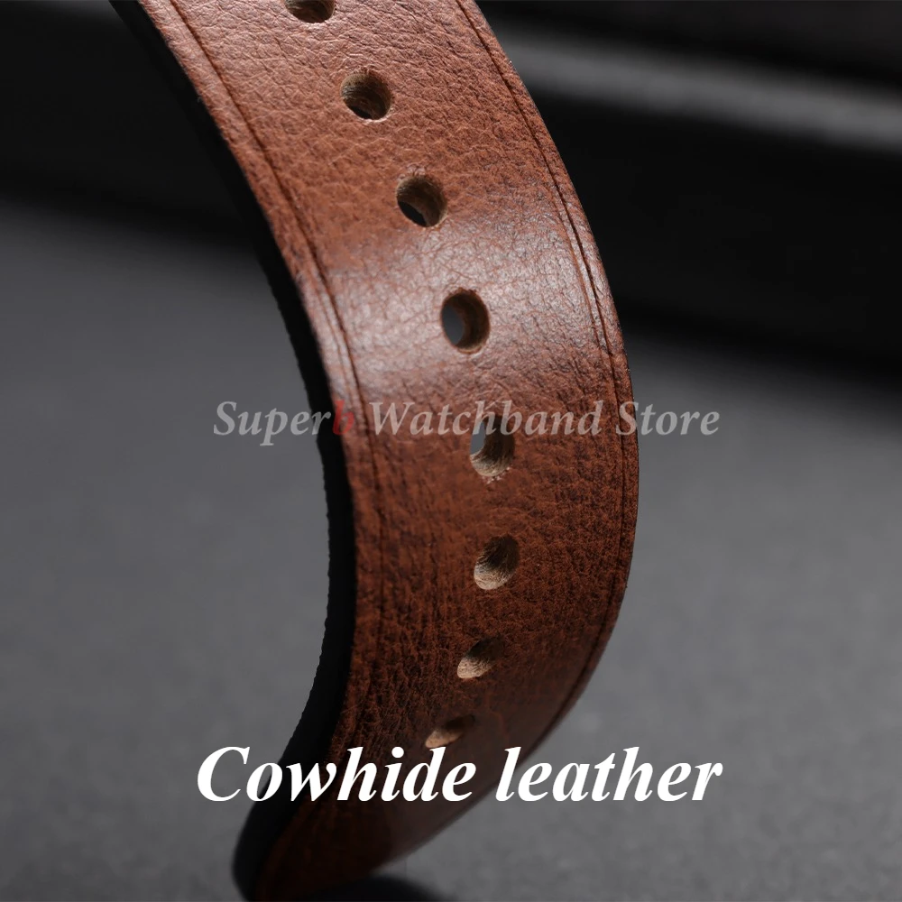 Retro pulseira de couro genuíno para seiko 18mm 20mm 22mm costura pulseiras de relógio para omega masculino feminino pulseira de liberação rápida