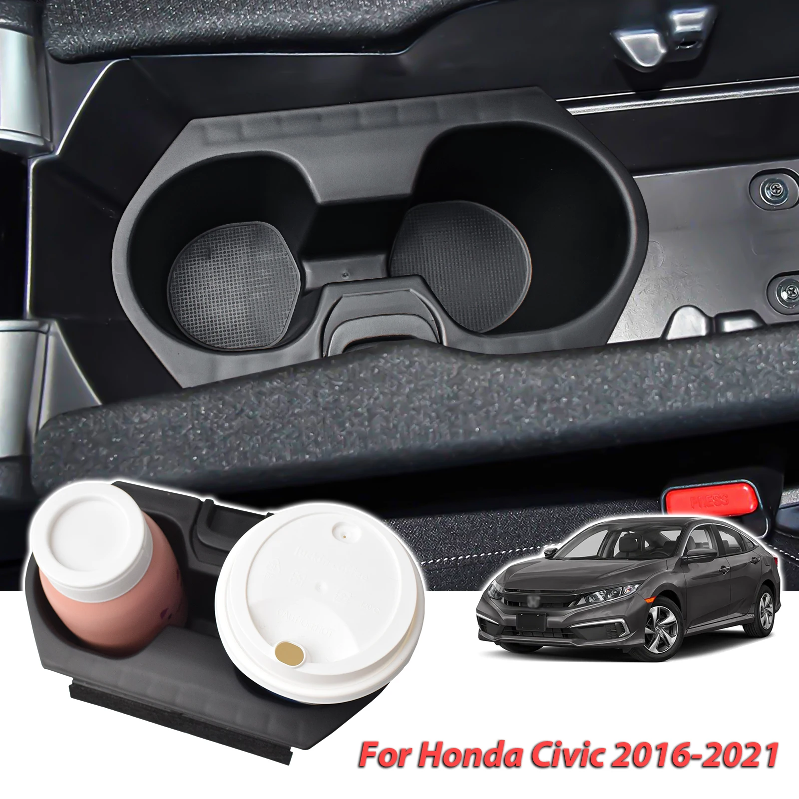 

Cup Holder for Honda Civic 2016-2021 Lx Ex Si Sport Hatchback Coupe Sedan Insight Center Console Tray Car Water Cup Drink Holder