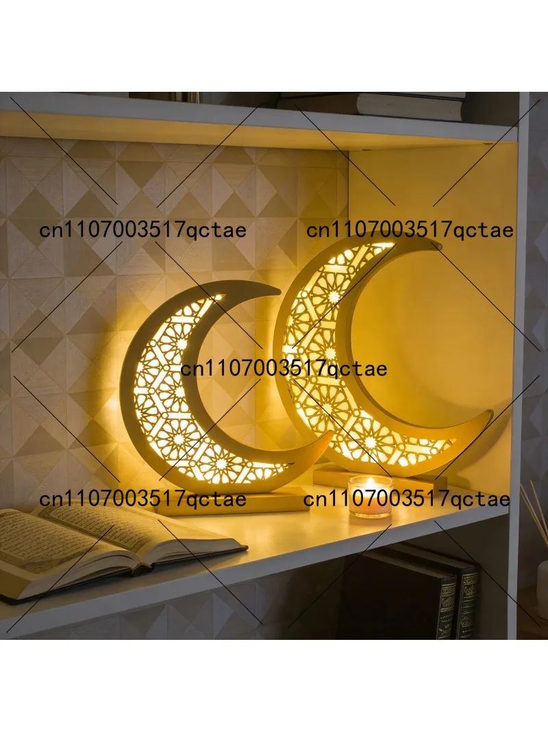

LED Wooden Crescent Moon Night Light for Bedroom Living Room Islamic Festival Decor