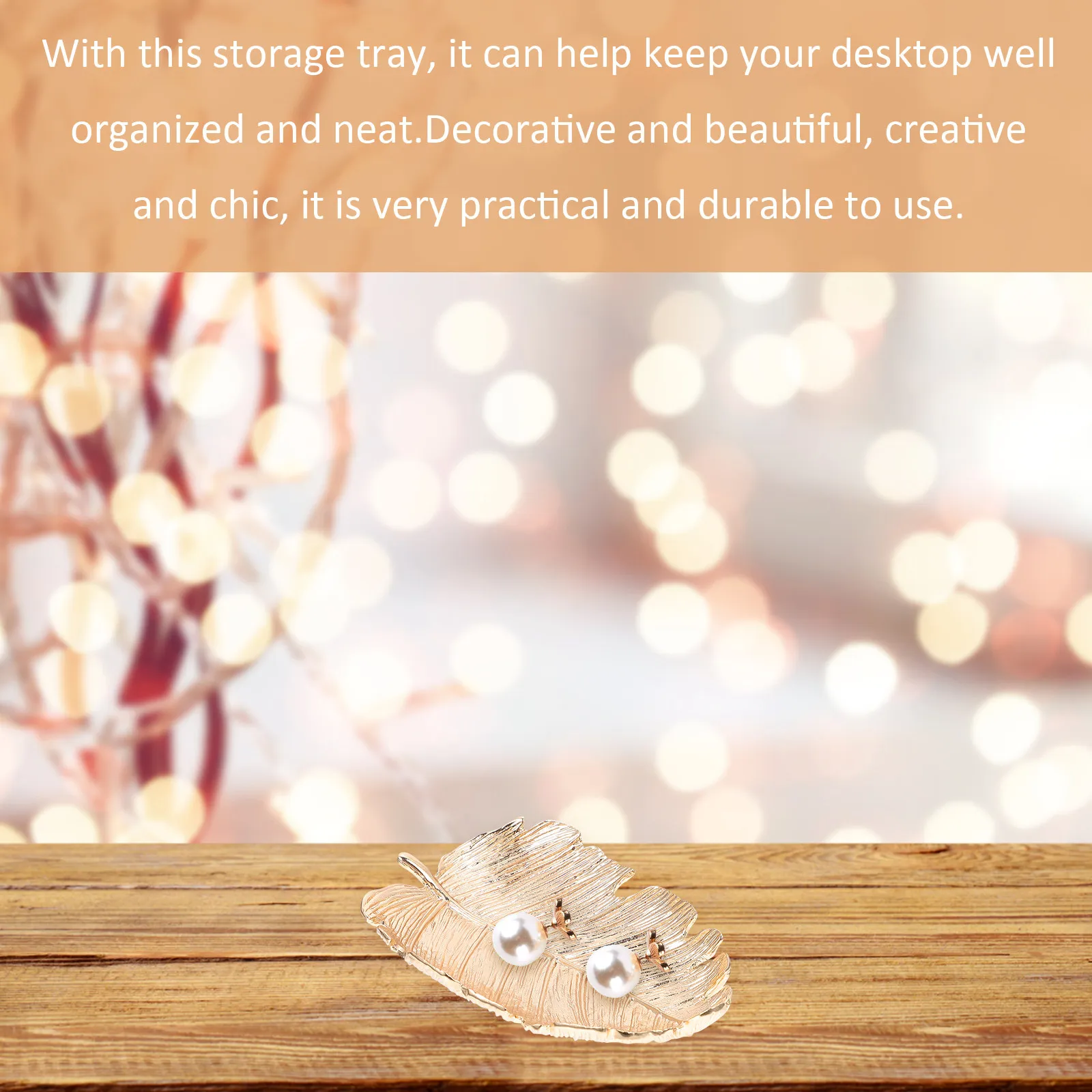 

Golden Leaf Jewelry Tray Creative Chic Ring Storage Decorative Desktop Organizer Elegant Storage Plate for Jewelry Cosmetics