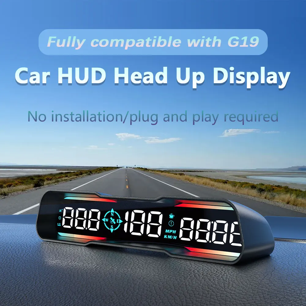 

G19 Car HUD Head Up Display Intelligent LCD Digital Instrument For HUD Car LED Head-Up Display GPS + Beidou car Accessories