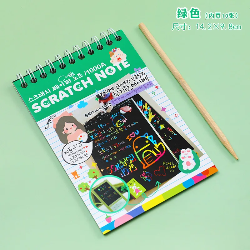 

10 Sheets Colorful Scratch Note Children's DIY Color Art Doodle Scratch Off Card Sketchbook Paper Painting Toys Drawing Notebook