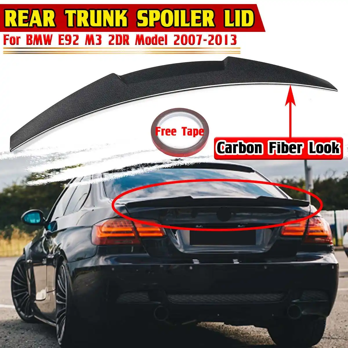 M3 Car Rear Upper Trunk Spoiler Lip For BMW E92 M3 2DR Model 2007-2013 M4 Style Car Rear Trunk Boot Lip Spoiler Wing Lip