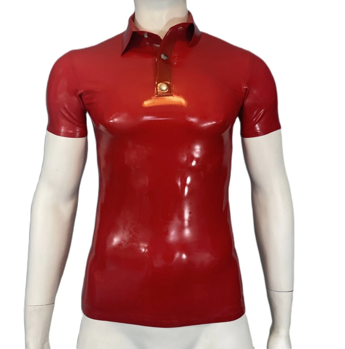 

Latex Polo Shirt Short Sleeves Rubber Top