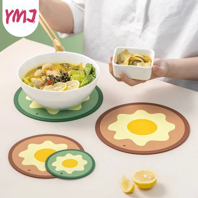 Vitality Egg Shape Placemat Kids Heat Insulation Plate Mat Food Grade Silicone Table Pad Waterproof Kitchen Gadget Easy Cleaning