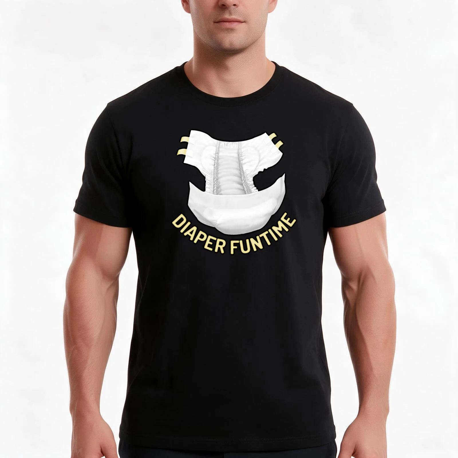 DIAPER FUNTIME T-Shirt, Summer Casual Cotton Tee, Oversized Streetwear Tops, Vintage Graphic Print, Loose Fit Short Sleeve