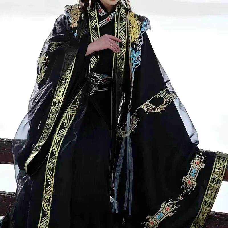 

Large Size 5XL Hanfu Men Chinese Ancient Traditional Black Hanfu Costume Halloween Cosplay Costume Hanfu Suits Women Plus Size