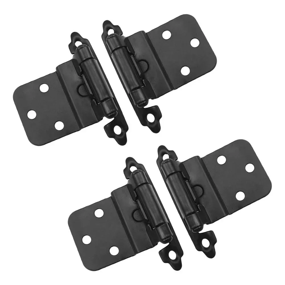 10pcs Self Closing Overlay Hinges Flush Cabinet Hinge Heavy Duty Cupboard Door Spring Self Closing Hinges Furniture Hardware