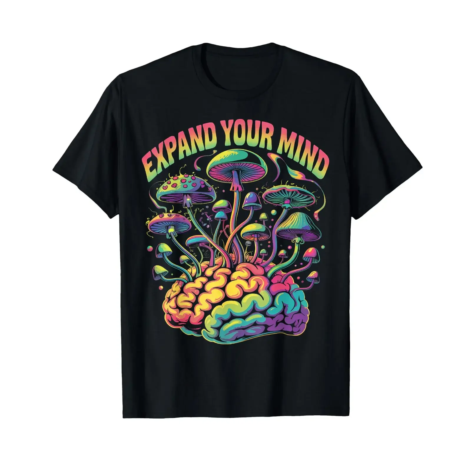 Goa Trance Psychedelic Mushrooms Trippy Festival Rave T Shirt vintage Washed graphic homme Stretched designer clothes Soft