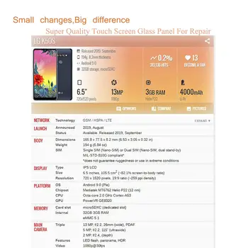 Náhradní sklo pro LG K9 K41S K50S K61, dotykové sklo, přední, vnější, pro LG Stylo 6 Q730 K71, s lepidlem OCA. 10 nejlepší prodej Panel LG Q6 - №4
