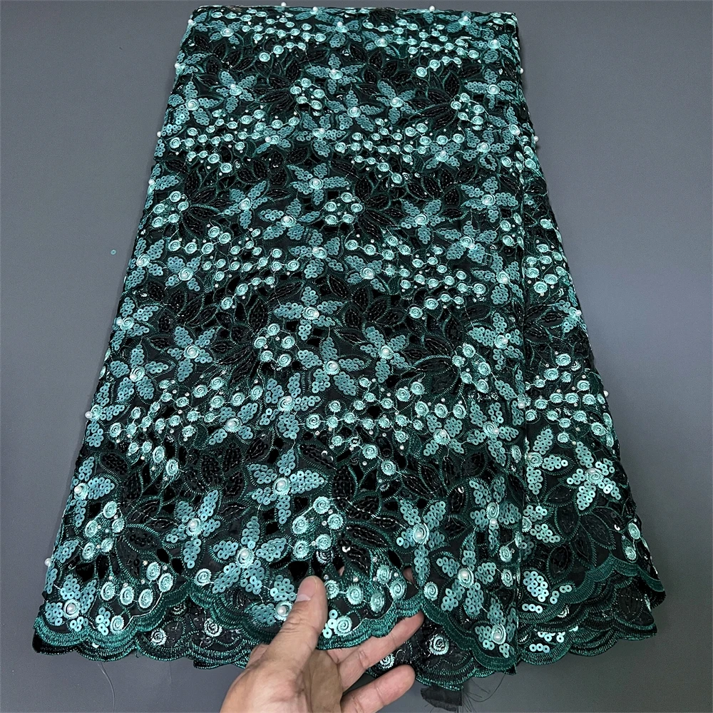 

2026 Nigerian Tulle Lace Fabric for Sewing, Wedding Dress, Chiffon Party Guipure, High Quality, Sequins, 5Yard PS0012