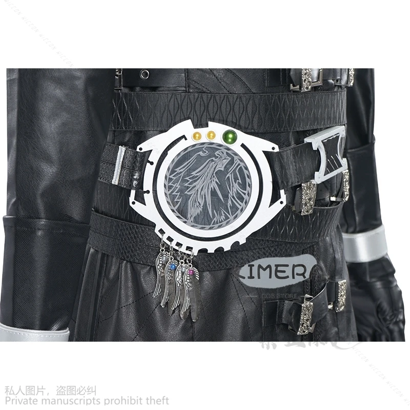 FF7 Sephiroth Costume Cosplay cappotto e accessori in pelle fantasia nera Set completo stivali scarpe Halloween Roleplay Sephiroth Cos