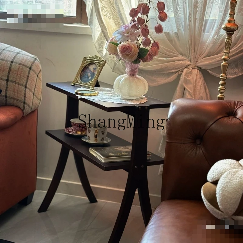 

FG medieval sofa porch side cabinets bedside double wooden shelves living room small coffee table table