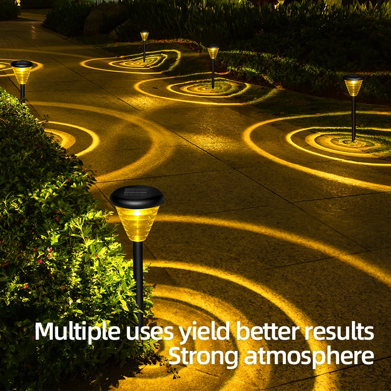 

Солнечные светильники для газона с переключаемым теплым и цветным светом, подходят для украшения двора, сада и ландшафтного дизайна дорожек.