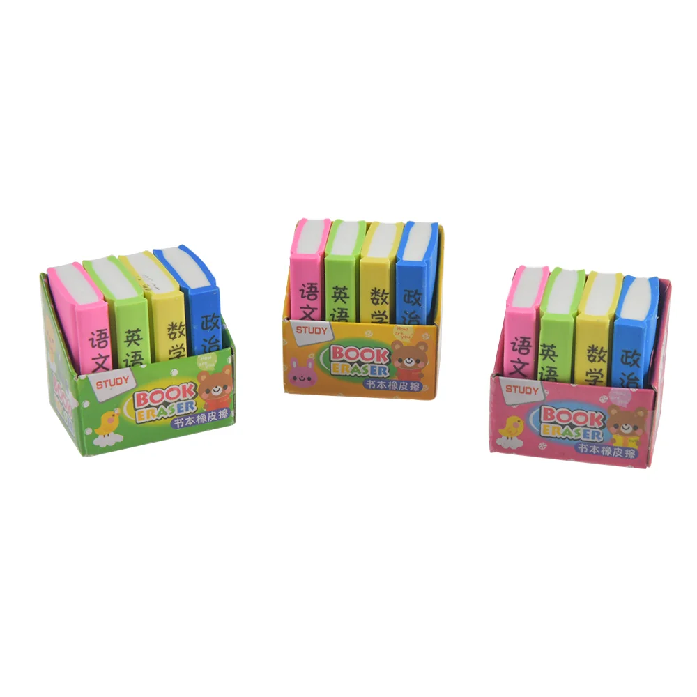 12PCS/bag Creative Book Style Pencil Eraser Cute Student Rubber Stationery School Office Supplies
