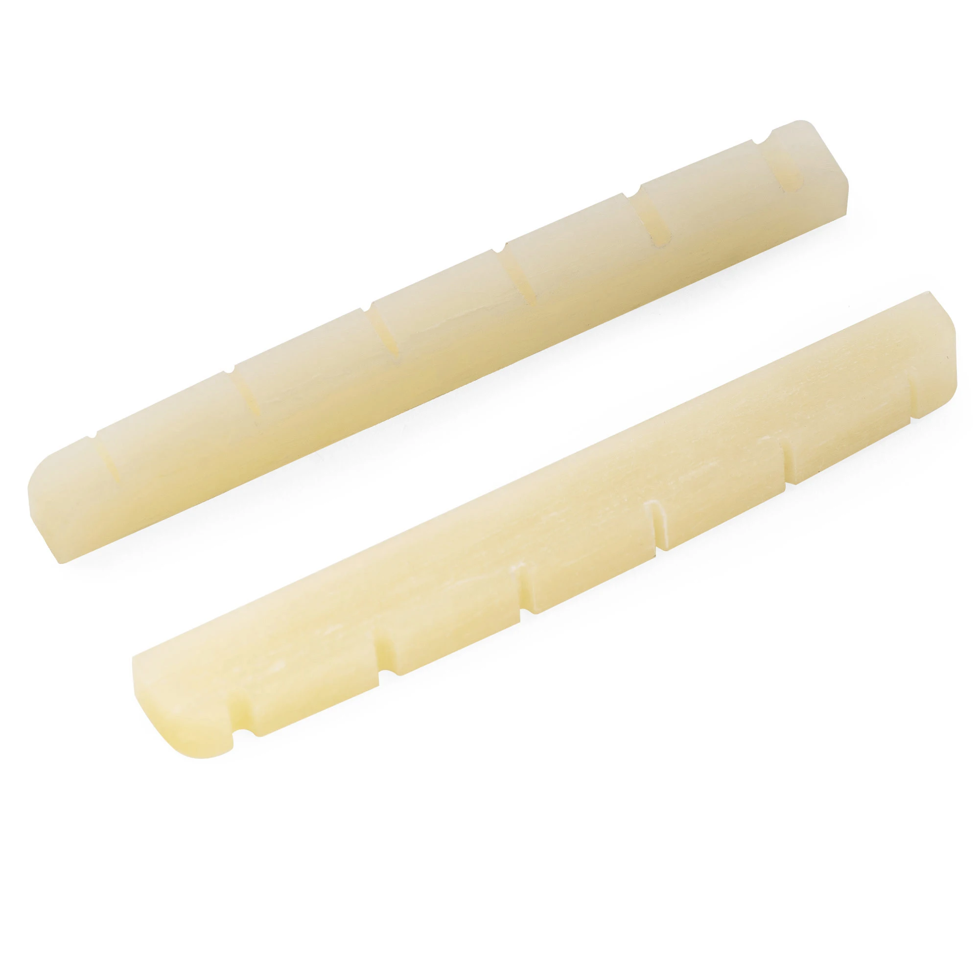 Musiclily Pro 40,5 x 3 x 5 mm flacher, geschlitzter Knochensattel für 6-saitige Squier Affinity ST Tele Style E-Gitarre (2er-Set) – Detail 5