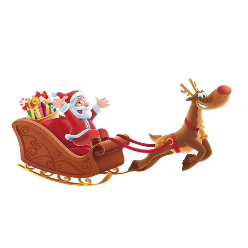 Christmas wall stickers glass door stickers decorations Santa Claus sleigh stickers window  room decoration