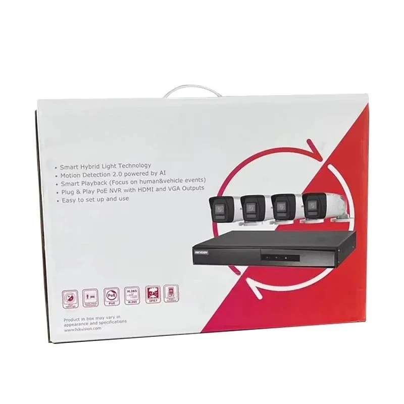 

4pcs 2MP Bullet POE Kit, 4 Channel NVR System with 1 HDD -NK42E0H-1T(WD)