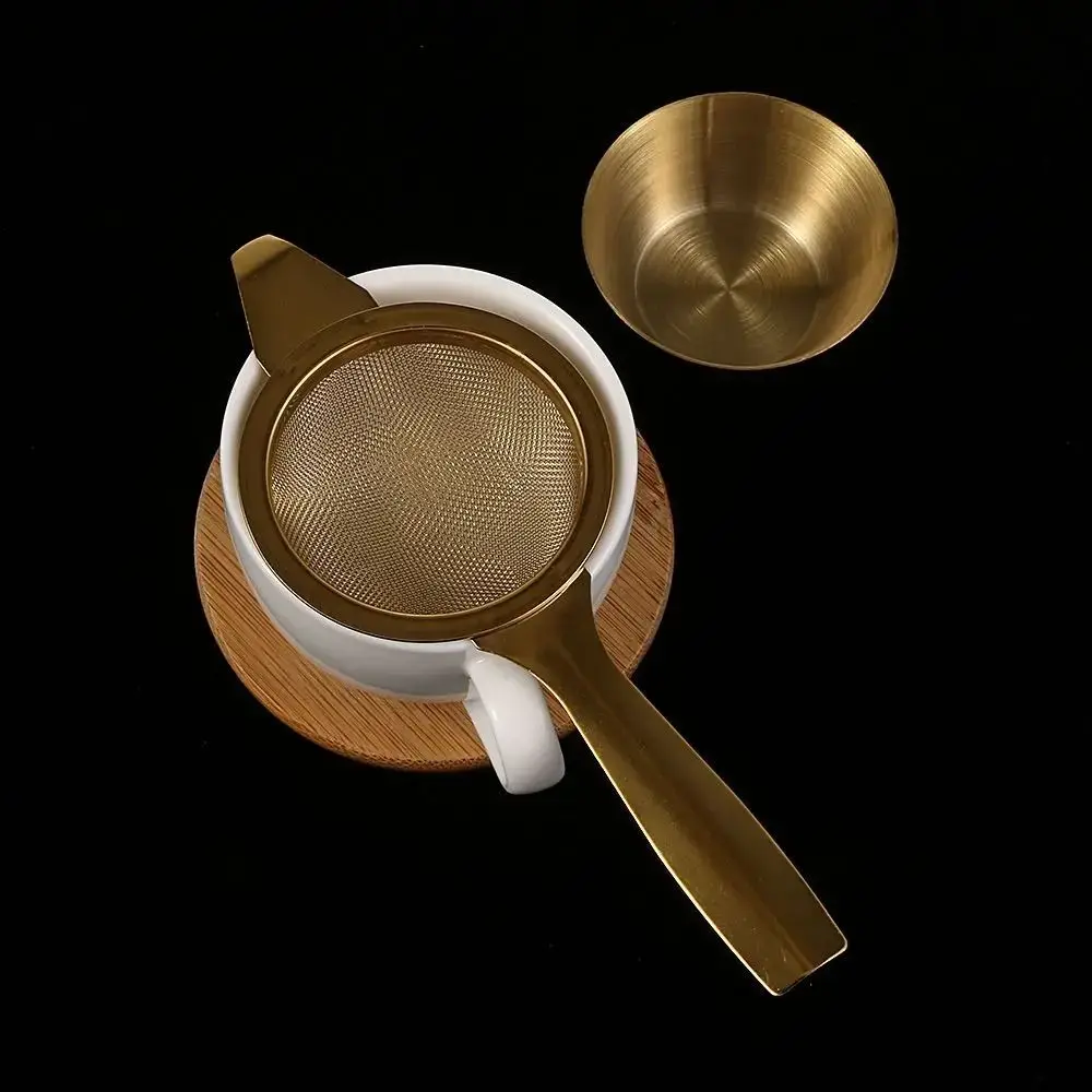 Stainless Steel Double Ear Tea Filter Fine Mesh Easy Clean Hanging Tea Strainer Flower/Long Handle Reusable