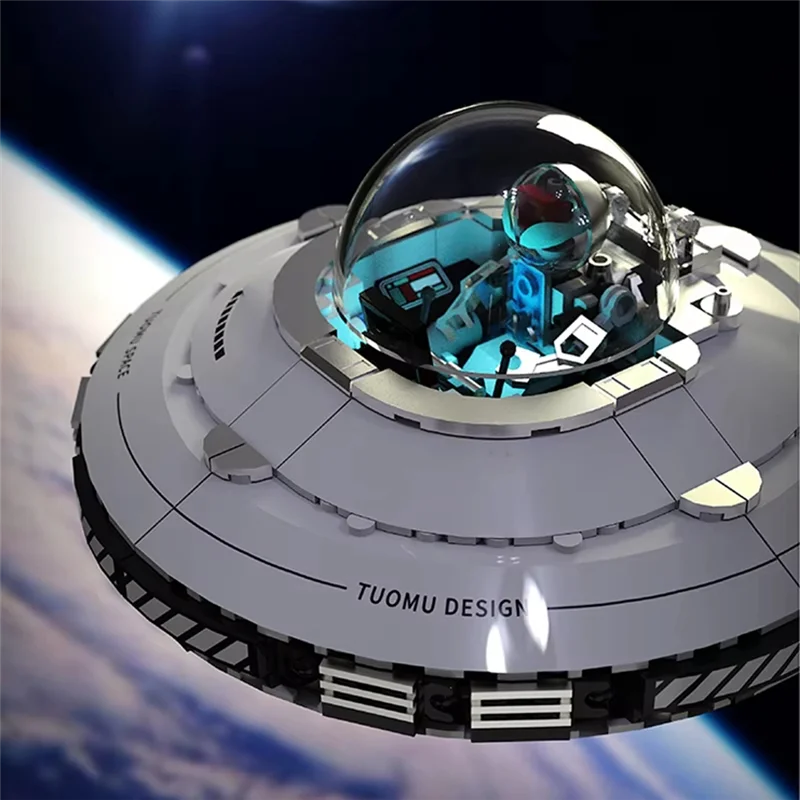 FBIL-UFO Luchtvaart Wetenschap Bouwsteen Schip Ruimtevaartuig Puzzel Assemblage Ornament Model