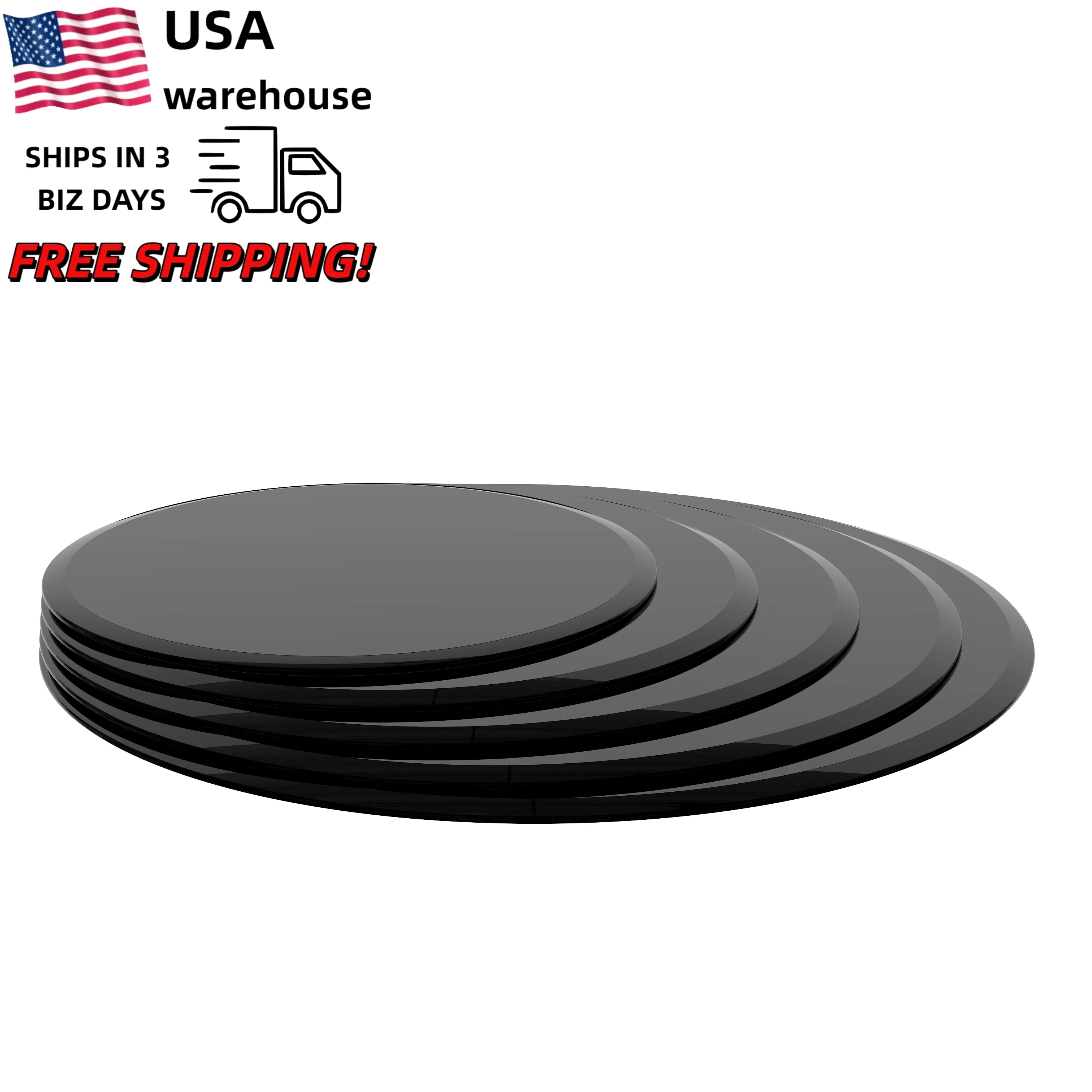 

24" 32" 36" 38" Inch Round Tempered Glass Table Top Black Glass 6mm Thickness Beveled Polished Edge for Table Leg