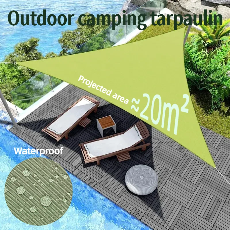 

Lightweight 3x3M Triangle Polyester Sun Shelter - Waterproof Awning Rain-Resistant Hiking Sunshade for Beach Camping & Travel