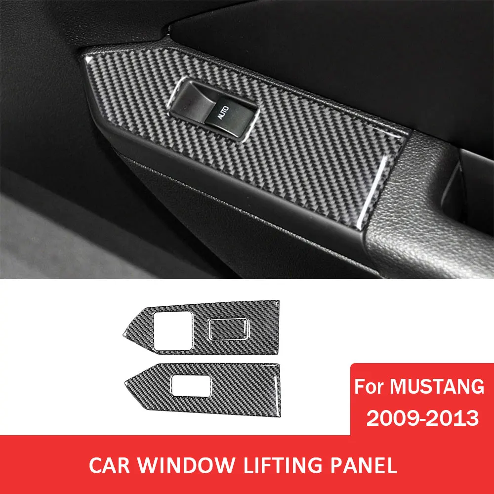 

for Ford Mustang 2009-2013 Car Window Lifting Panel Trim Sticker Carbon Fiber Decor Cover Automobile Interior Accessories