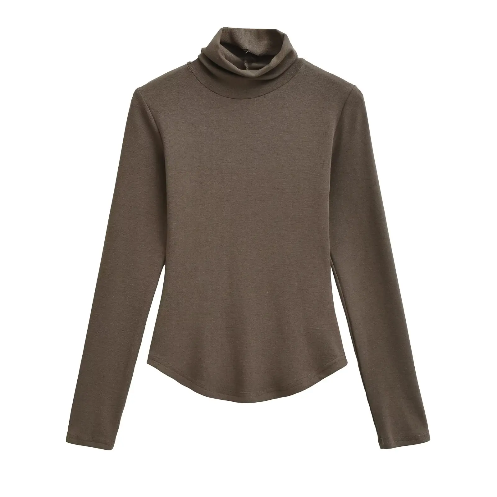 Cseta de Manga Longa Slim Fit para Mulheres, Csa de Gola Alta Anticorpo, Estilo Casual de Outono em Cor Sólida