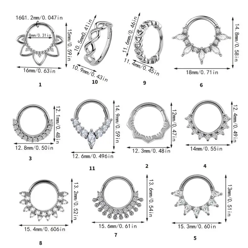 Image 7: Anneau Cartilage en nez, oreille, Septum élégant, bijoux corps en acier inoxydable, 31BB