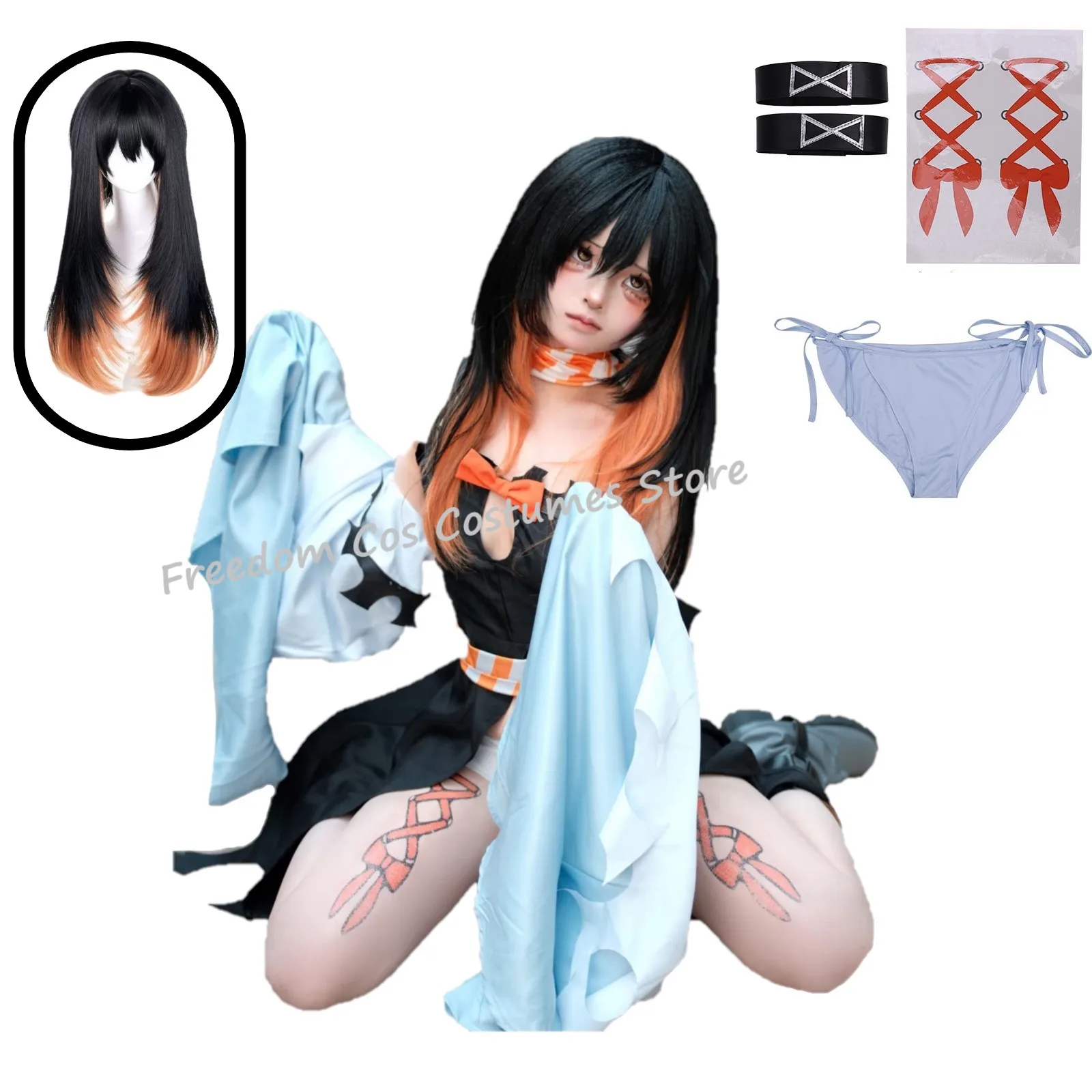 

in stock Gachiakuta Amo Empool Cosplay Costume Wig Sexy Dress temporary tattoo Full Set Amo Halloween Party Uniform for Girls