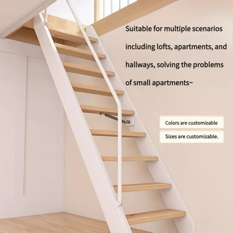 Space Saving Wooden Folding Loft Ladder - Invisible Wall Mounted Attic Staircase  Easy Pull Down & Hideaway Easy To Install